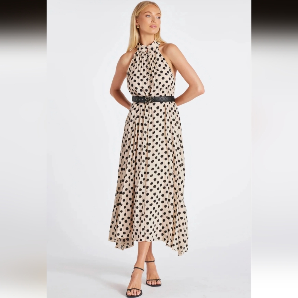 bishop + young Black and Cream Polka Dot Maxi Dress